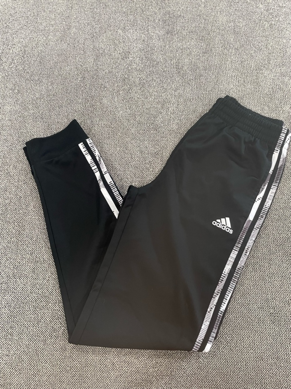 Kids Adidas Black Jogger Pants with White Trim